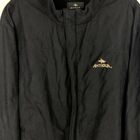 ANTIGUA Full Zip Press Buttons Mens GOLF JACKET Pockets Lined BLACK XL NWOT - Picture 2 of 11